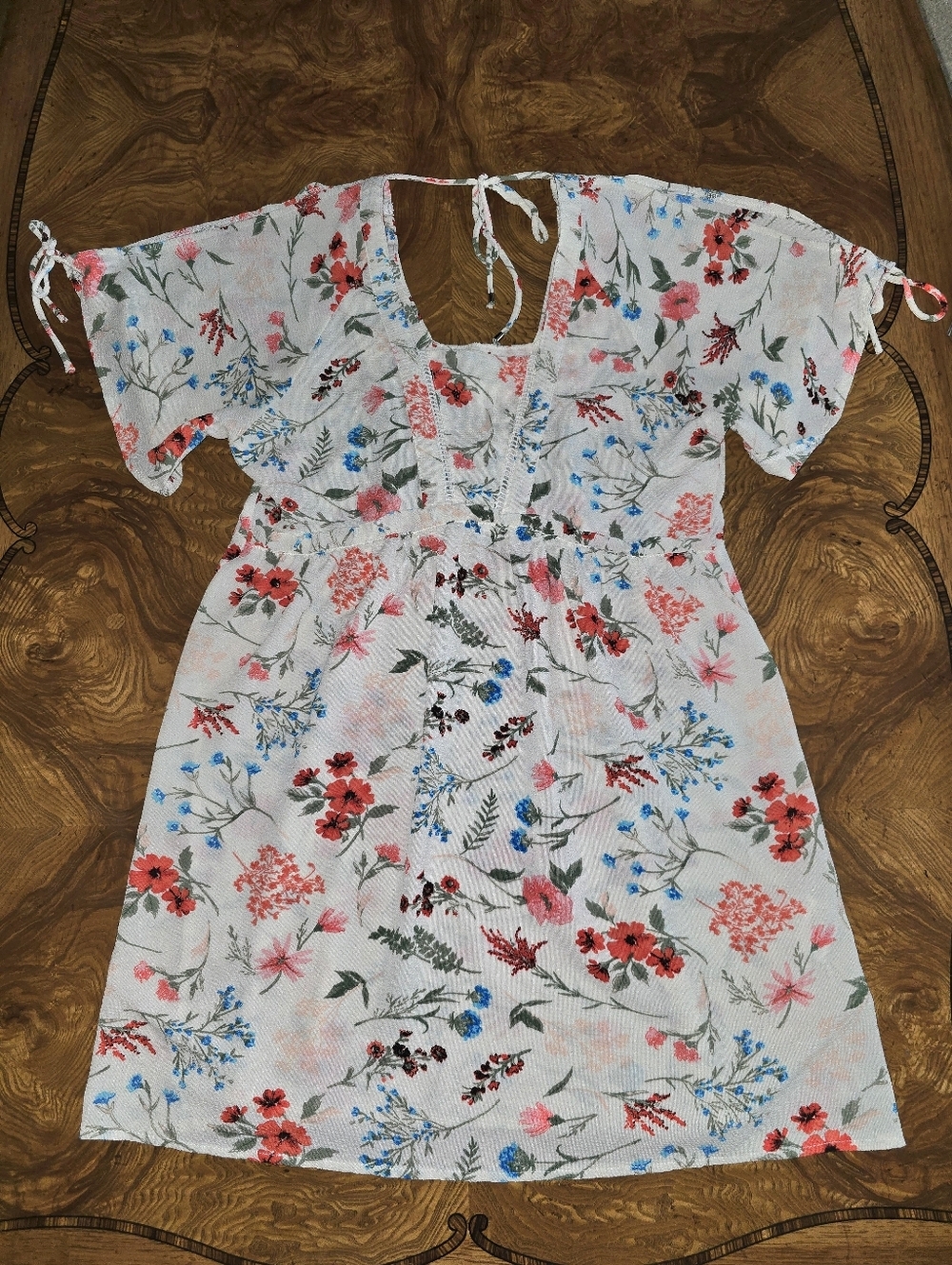 Molly Bracken Floral Print Tie Sleeve Mini Dress Size Womens size S/M